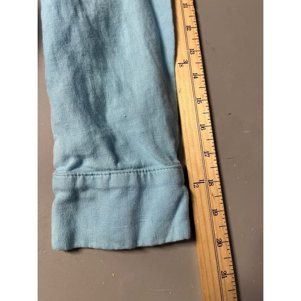 L'AGENCE Light Blue Linen‎ Maxi Shirt Dress Long Sleeve Button Down Size S/P - Picture 12 of 15